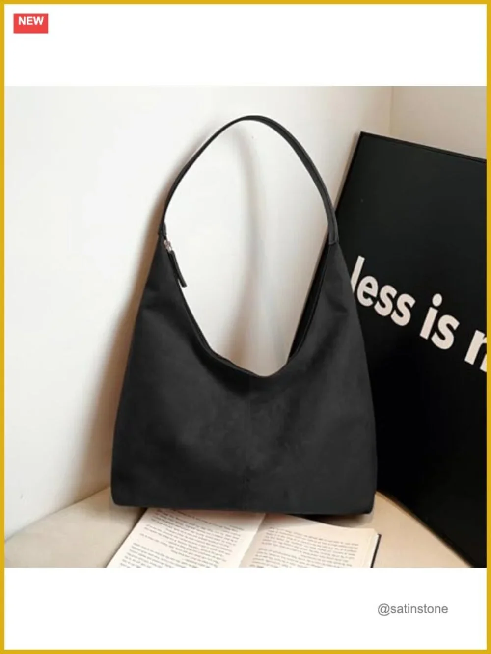Faux Suede Slouchy Hobo Bag Large Tote Shoulder Handbag Women Work Travel